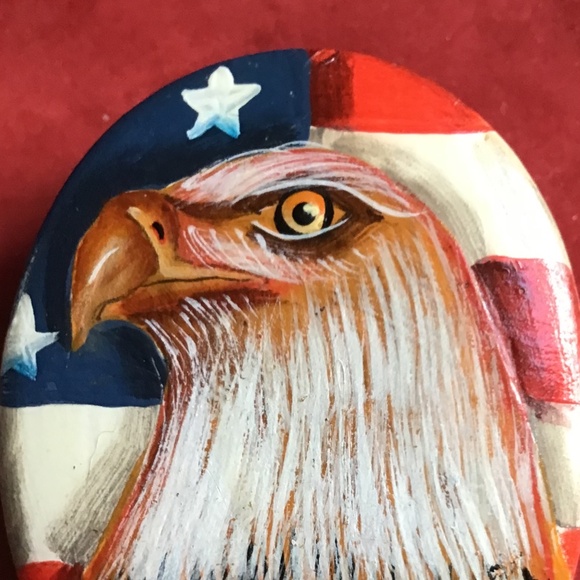 American Bald Eagle Flag Patriotic Signed Pin Brooch USA Large - Picture 4 of 11